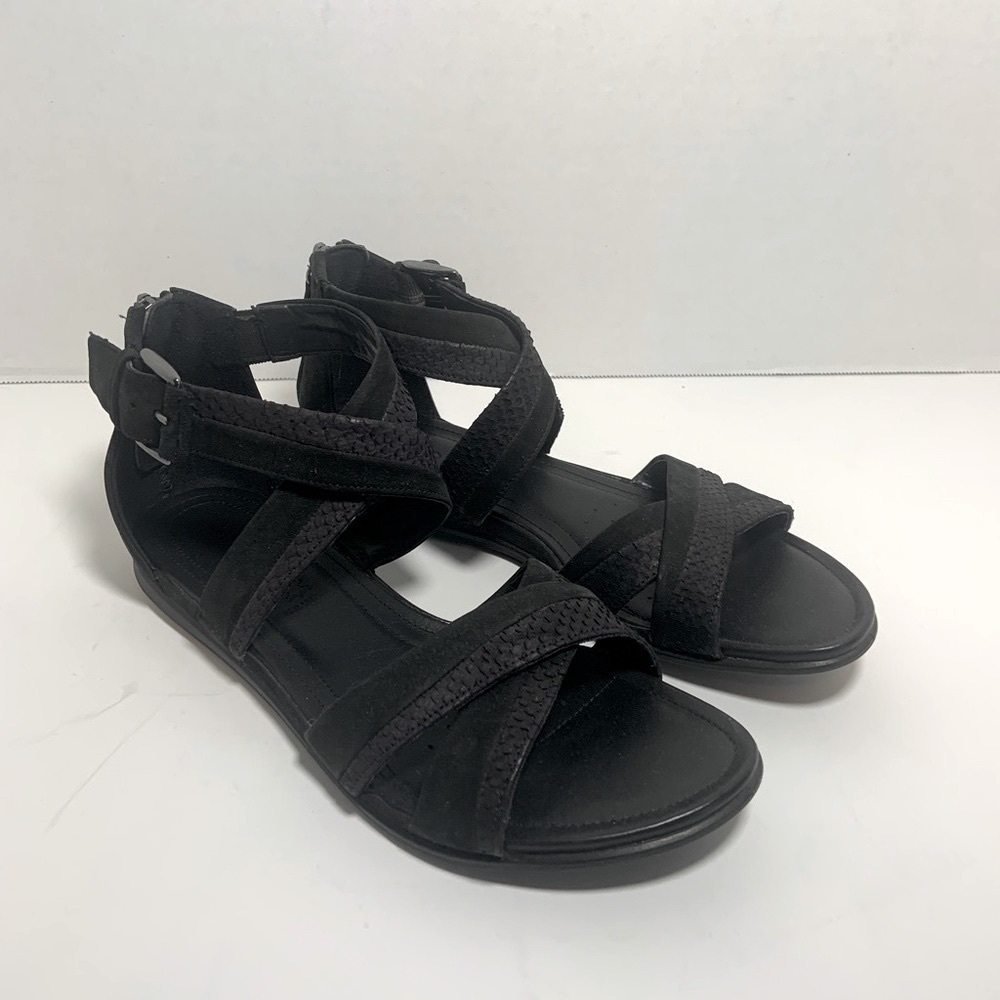 ECCO Touch Black Leather Gladiator Sandals US 7/7.5 - Used